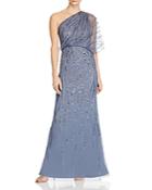 Adrianna Papell Beaded One-shoulder Gown