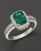 Emerald And Diamond Ring In 14k White Gold - 100% Exclusive