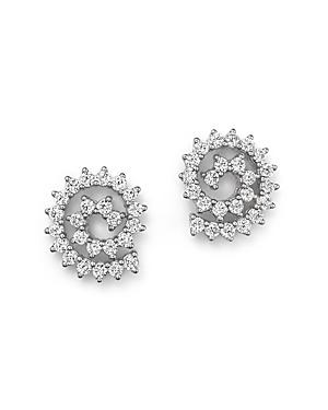 Diamond Spiral Stud Earrings In 14k White Gold, 1.0 Ct. T.w.