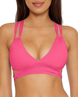 Becca By Rebecca Virtue Color Code Banded Lace Up Bikini Top