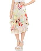 Vince Camuto Faded Blooms Tiered Midi Skirt
