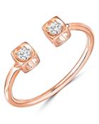 Dinh Van 18k Rose Gold Le Cube Diamant Open Ring With Diamonds