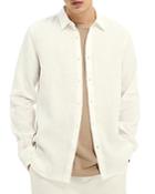 Scotch & Soda Linen Roll Sleeve Regular Fit Button-down Shirt