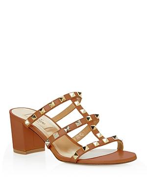 Valentino Garavani Women's Pyramid Studded Beige Mid Heel Sandals