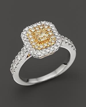 Yellow And White Diamond Ring In 18k Yellow And White Gold, 1.0 Ct. T.w.
