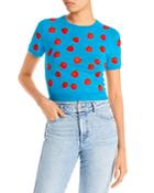 Alice And Olivia Ciara Strawberry Embroidered Sweater