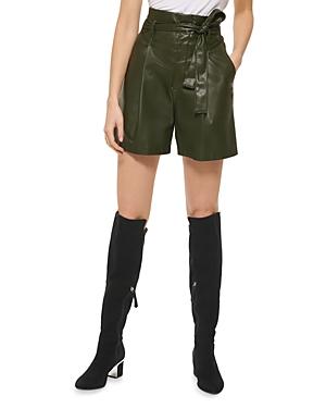 Dkny Tie Faux Leather High Waist Shorts