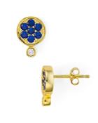 Aqua Double Pave & Bezel Stud Earrings In 18k Gold Tone-plated Sterling Silver - 100% Exclusive
