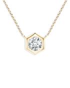 Natori 14k Yellow Gold Diamond Solitaire Pendant Necklace, 14-17