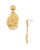 Aqua Hammered Nugget Drop Earrings In Gold Tone - 100% Exclusive