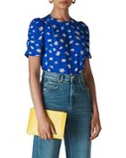 Whistles Daisy-print Ruched-sleeve Top