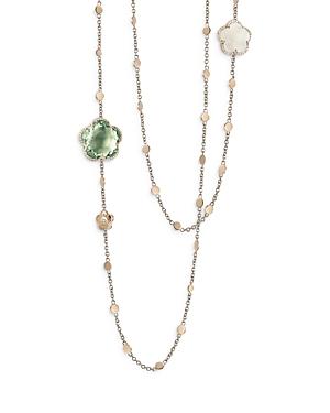 Pasquale Bruni 18k Rose Gold Bon Ton Prasiolite, White Quartz & Diamond Dolce Vita Sautoir Necklace, 40.5