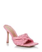 Bottega Veneta Women's Square Toe Woven Leather High Heel Sandals