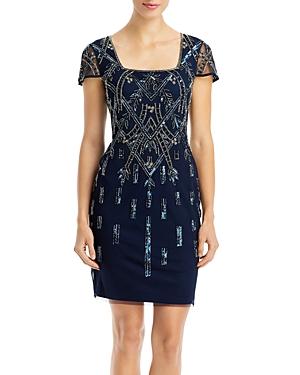 Adrianna Papell Beaded Cap Sleeve Sheath Dress