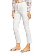 Veronica Beard Carly High Rise Cropped Raw Hem Kick Flare Jeans In White