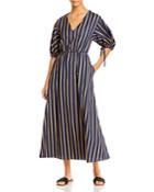 Jason Wu Striped Balloon Sleeve Maxi Dress
