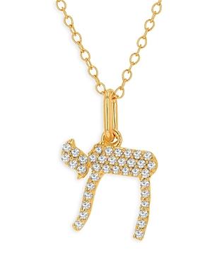 Moon & Meadow 14k Yellow Gold Diamond Chai Symbol Pendant Necklace, 16-18
