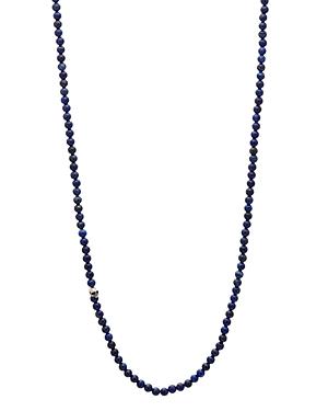 John Varvatos Collection Sterling Silver Skull & Lapis Bead Necklace, 24
