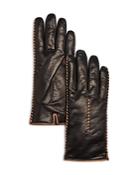 Bloomingdale's Cashmere Lined Whip Stitch Leather Gloves