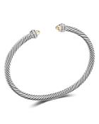David Yurman Sterling Silver & 18k Yellow Gold Cable Classic Bracelet With Diamonds