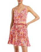 Poupette St. Barth Laurie Beaded Abstract Print Mini Dress