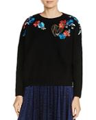 Maje Meditatio Floral-embroidered Sweater