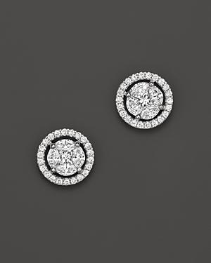 Diamond Cluster Halo Stud Earrings In 14k White Gold, .95 Ct. T.w. - 100% Exclusive
