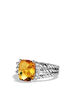 David Yurman Petite Wheaton Ring With Citrine And Diamonds