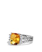 David Yurman Petite Wheaton Ring With Citrine And Diamonds