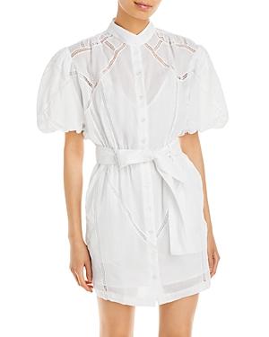 Frame Lace Inset Puff Sleeve Dress