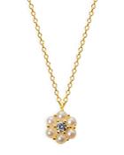 Argento Vivo Crystal & Imitation Pearl Flower Pendant Necklace In 14k Gold Plated Sterling Silver, 16-18