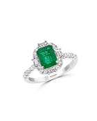 Bloomingdale's Emerald & Diamond Cocktail Ring In 14k White Gold - 100% Exclusive