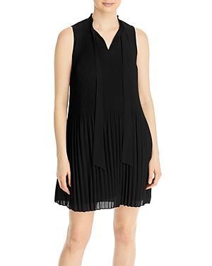 T Tahari Tie Neck Pleated Dress