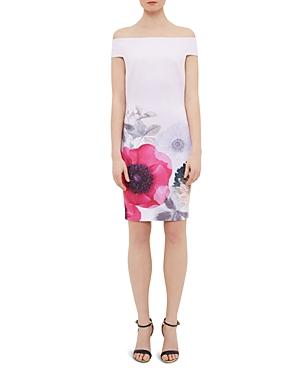 Ted Baker Wiyea Neon Poppy Off-the-shoulder Dress