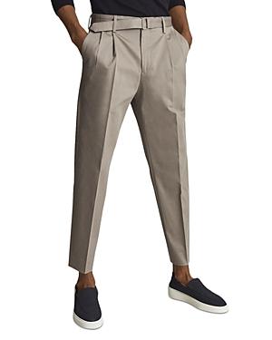 Reiss Liquid Belted Slim Fit Double Pleated Pants