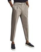 Reiss Liquid Belted Slim Fit Double Pleated Pants