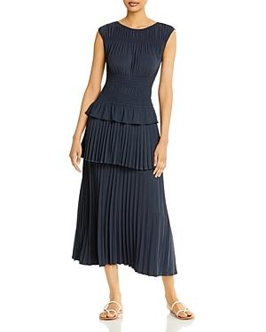 Rebecca Taylor Shirred Tiered Midi Dress
