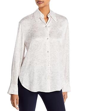 Vince Floral Sketch Printed Silk Blouse