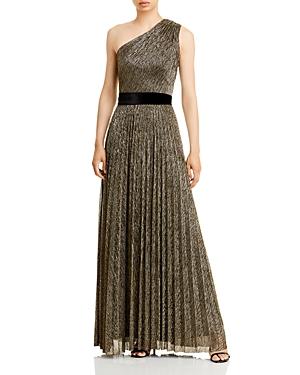 Aqua One Shoulder Metallic Gown - 100% Exclusive