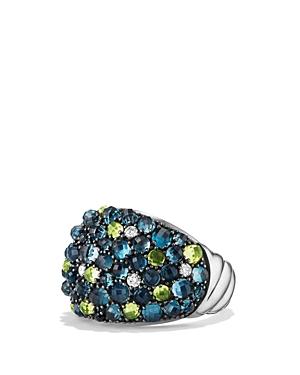 David Yurman Osetra Dome Ring With Hampton Blue Topaz, Peridot And Diamonds