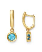 Bloomingdale's Blue Topaz Bezel Hinged Hoop Earrings In 14k Yellow Gold - 100% Exclusive