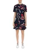 Ted Baker Colour By Numbers Carleea Printed Frill-hem Dress