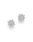 Diamond Cluster Stud Earrings In 14k White Gold, .25 Ct. T.w. - 100% Exclusive