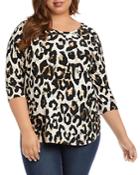 Karen Kane Plus Cheetah-print Shirttail Top