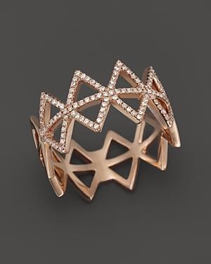 Diamond Triangle Band Ring In 14k Rose Gold, .25 Ct. T.w.