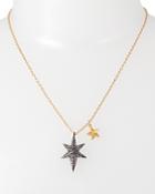 Allsaints Celestial Charm Double Star Pendant Necklace, 17