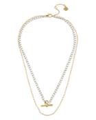 Allsaints Two-tone Layered Bar Necklace, 16-18