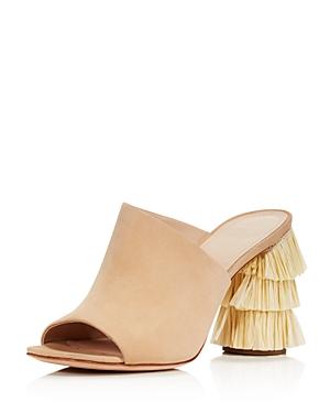 Pour La Victoire Women's Hettie Nubuck Leather & Raffia High-heel Slide Sandals