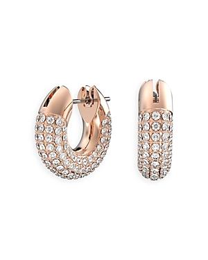 Swarovski Dextera Pave Tubular Huggie Hoop Earrings In Rose Gold Tone