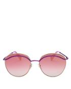 Marc Jacobs Embellished Mirrored Round Sunglasses, 57mm